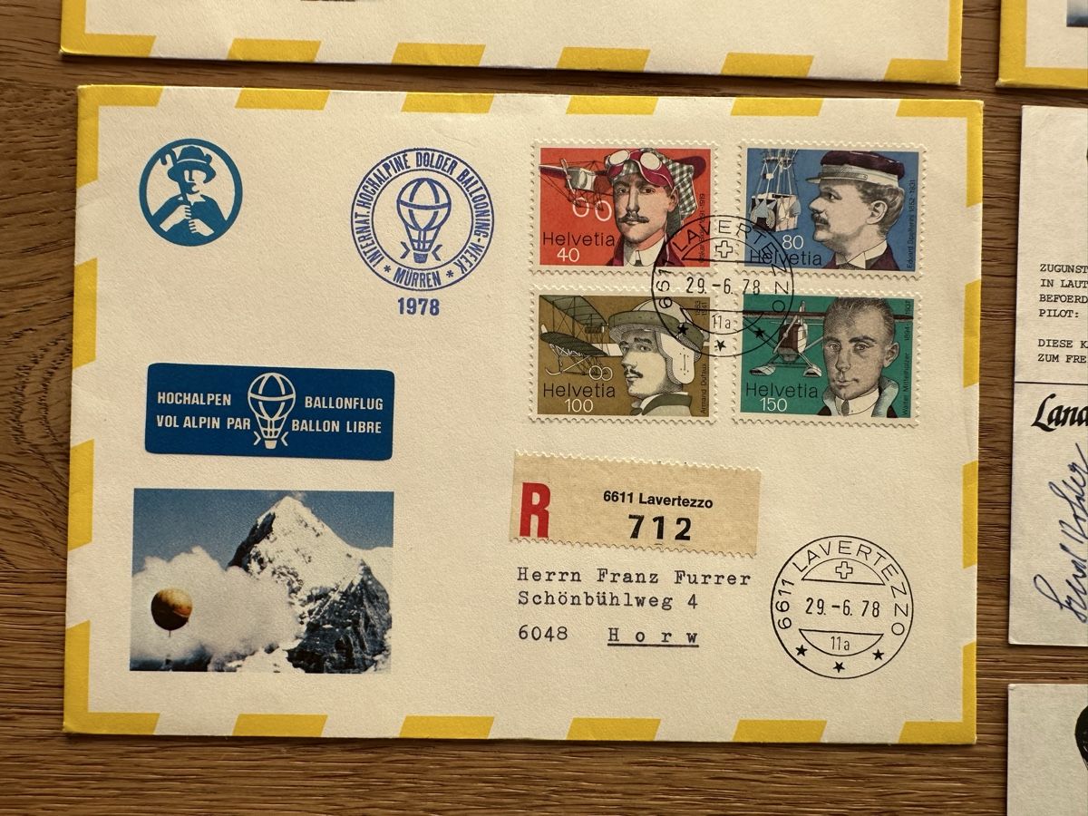 Alle Briefmarken: Schweiz - 5x Ballonflug – Gebraucht aus Schmitten / FR von Samsara169 3