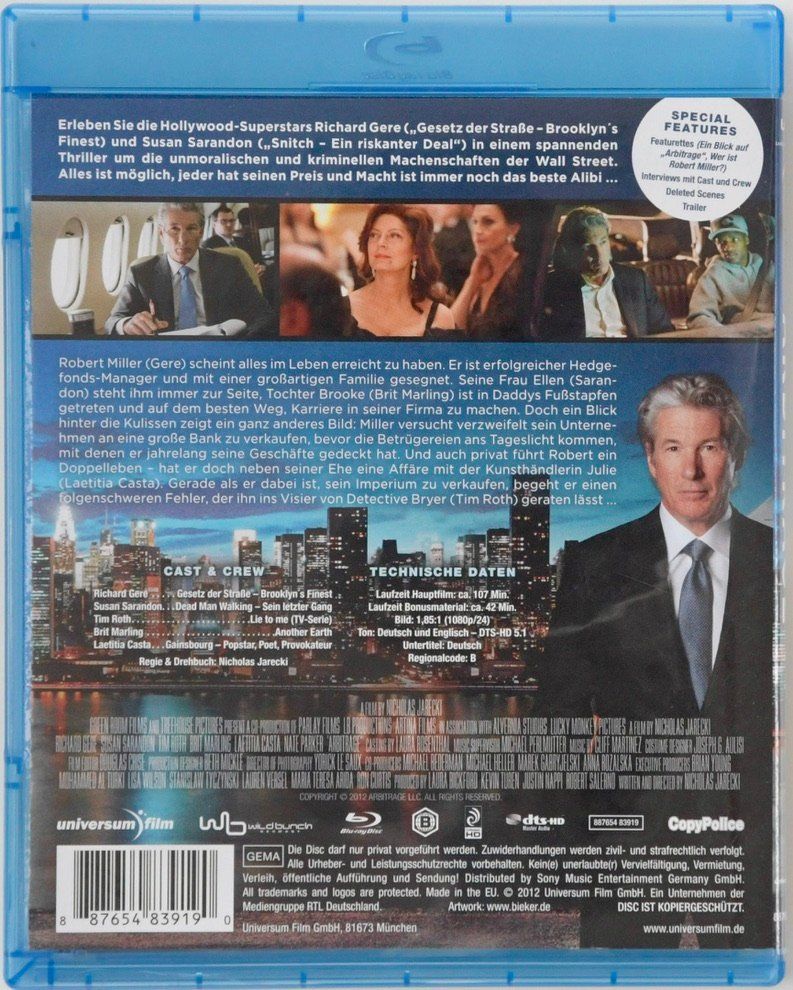 Alle DVDs: ARBITRAGE - Macht ist das beste Alibi – Gebraucht aus Remetschwil von tgd_gbp8 1