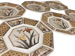 Set de plats anciens en porcelaine peint à la main, Japon