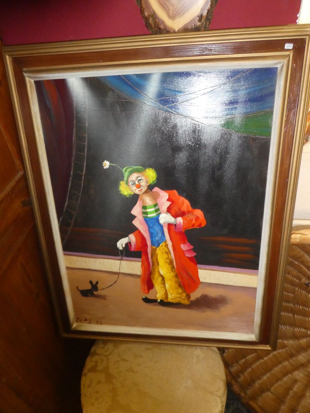 Dipinti: Gemälde Clown mit Hund von Fuchs – Usato da Chur venduto da Diversico2010