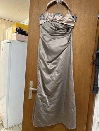 Abendkleid Satin taupe Grösse 36  S guter Zustand
