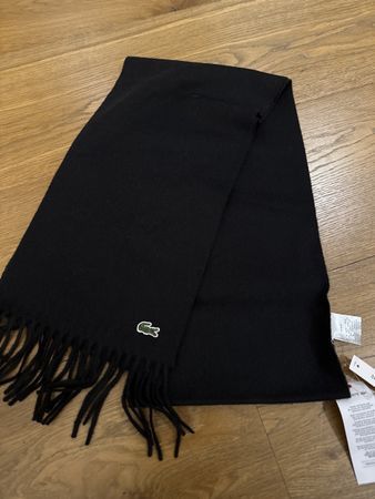 Fabrikneu Lacoste Schal Wolle Kaschmir schwarz