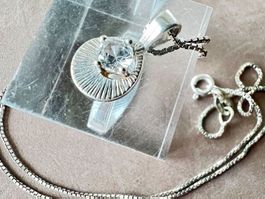Nordisches Silber Collier 925 Bergkristall zeitlos elegant