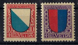 Pro Juventute 1920 Kat.-Nr. J16-J17 postfrisch m. Abarten **