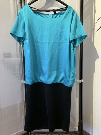 Vero Moda Kleid, Grösse L, Petrol-Türkis/Schwarz
