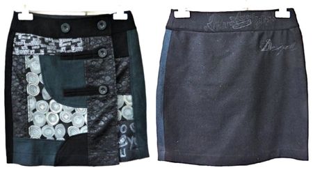 Gr. 34 Rock schwarz grau 23% Wolle BUND einfach 37cm L49cm