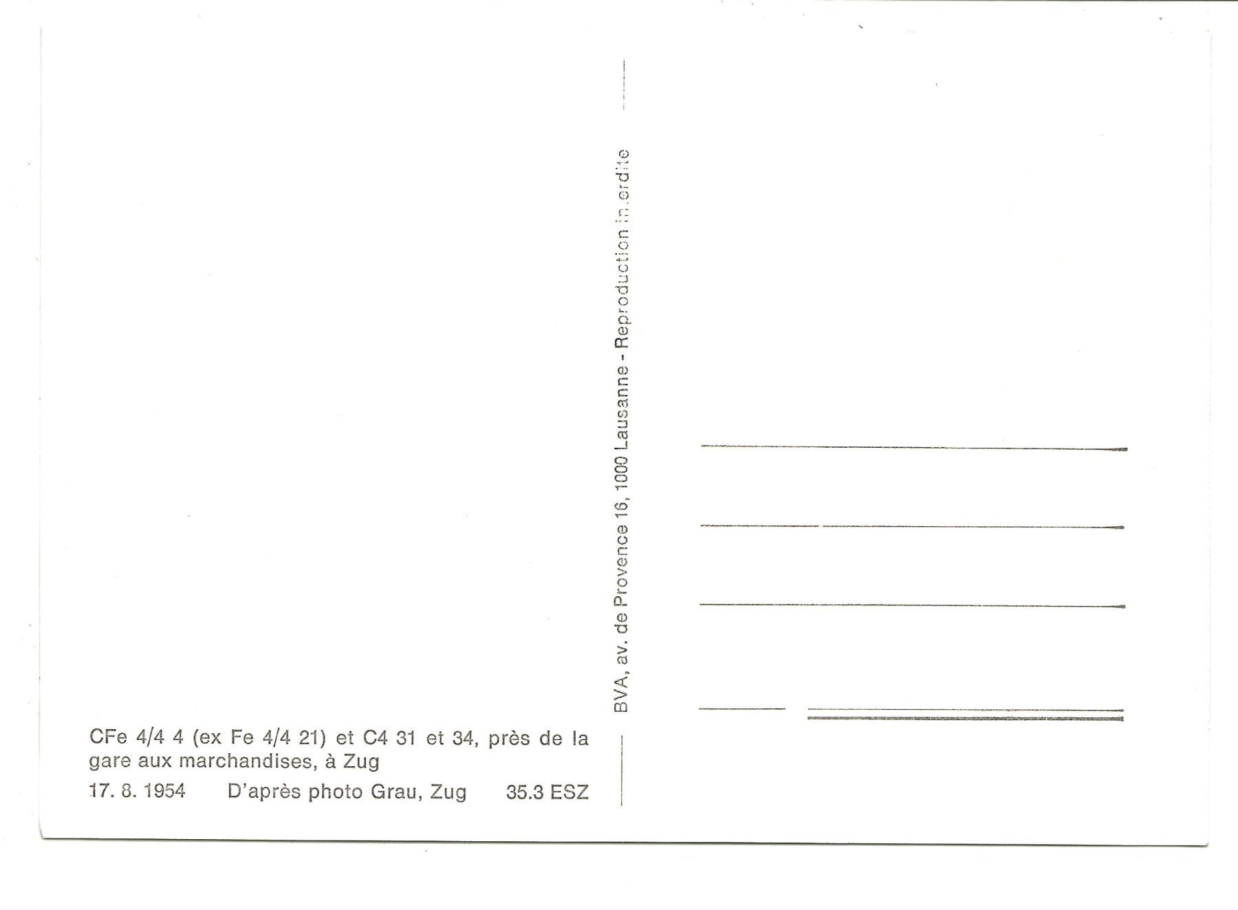 Cartoline postali: Zug - Güterbahnhof - Strassenbahn - CFe 4/4 - 1954 – Usato da Engelburg venduto da Cartophil 1