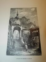 Stich Graphik Aufgang zur Kirche von Altdorf   48 x 32 cm