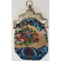 Antike Perlentasche mit Silberbügel 1812