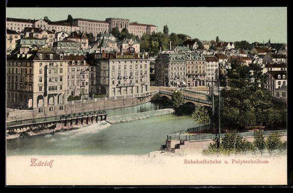 Cartoline postali: Zürich, Bahnhofbrücke und Polytechniku – Usato da Berlin venduto da bartko-reher