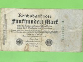 Reichsbanknote, 500 Mark, 1922, Inflationszeit, Rarität