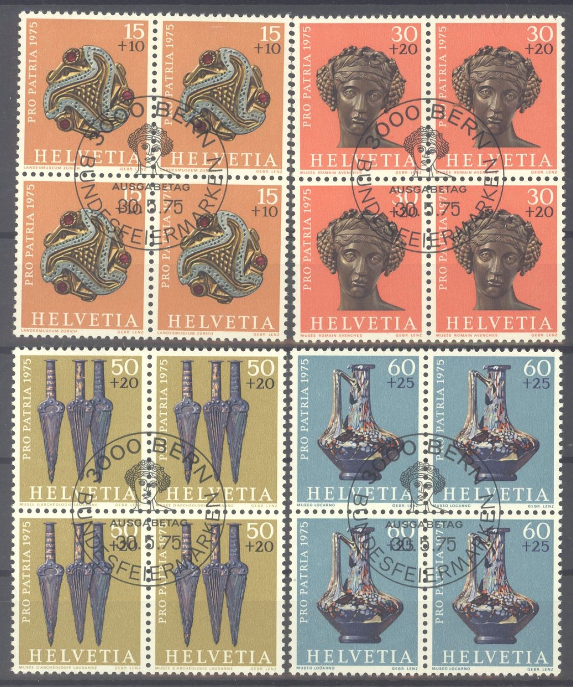Tutti i francobolli: 1975, Pro Patria, Viererblöcke, ET – Usato da Willisau venduto da Vollstempel