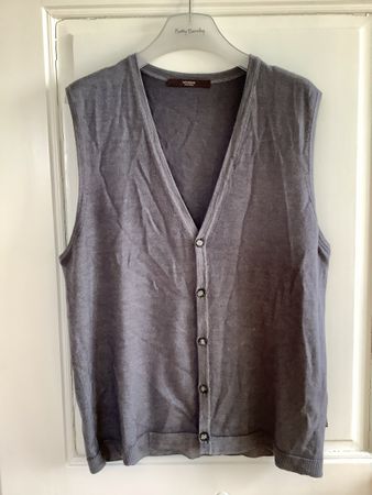 Windsor Strickweste für Herren, grau, 100% Wolle, XL