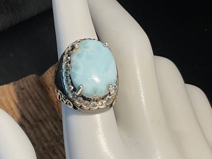 Ringe: Design Ring in Sterlingsilber mit grossem Larimar, Gr. 55.5 – Gebraucht aus Luzern von S.Kern01 3