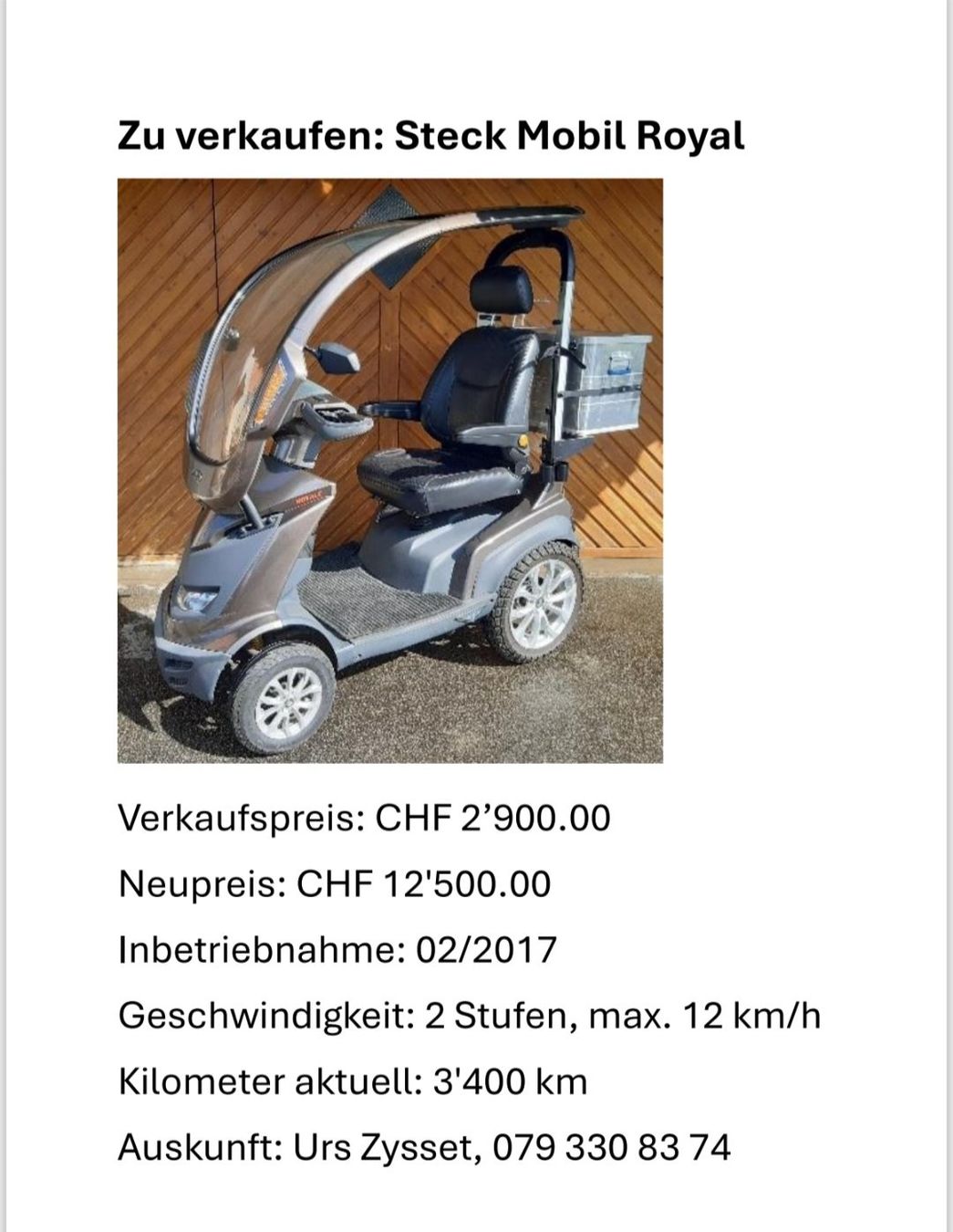Veicoli elettrici: Steck Mobil Rojal – Usato da kallnach venduto da sazy 1