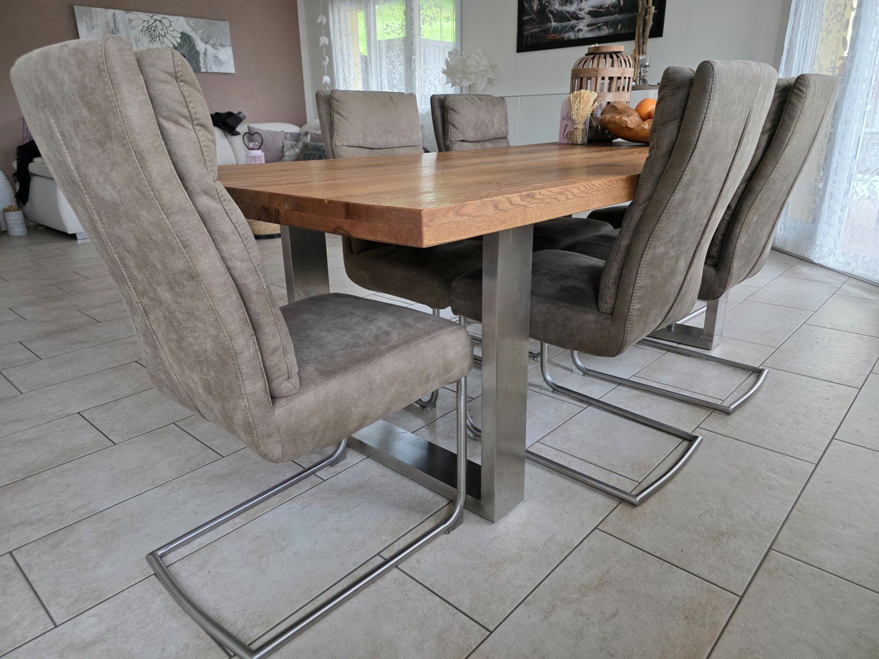 6 Stk. Esszimmer Stühle, Stoffbezug, Braun/Grau! (Gebraucht) in Tann für CHF 68 – nur Abholung auf Ricardo kaufen