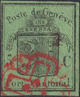 Nr.7 (Grosser Adler, dunkelgrün) sauber entwertet, Kat: 4000