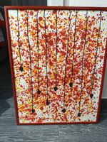 Quadro astratto con cornice rossa, tecnica mista, usato