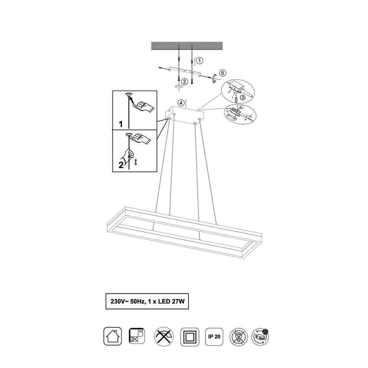Lampadari & plafoniere: LED Pendelleuchte Schwarz, 70 cm x 20 cm – Nuovo (secondo la descrizione) da Kreuzlingen venduto da Smart-Light 9