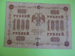 Russland Banknote 1000 Rubel 1918, gebraucht, original