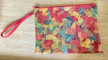 Fun gummy bear plastic bag with zipper closure & wrist strap