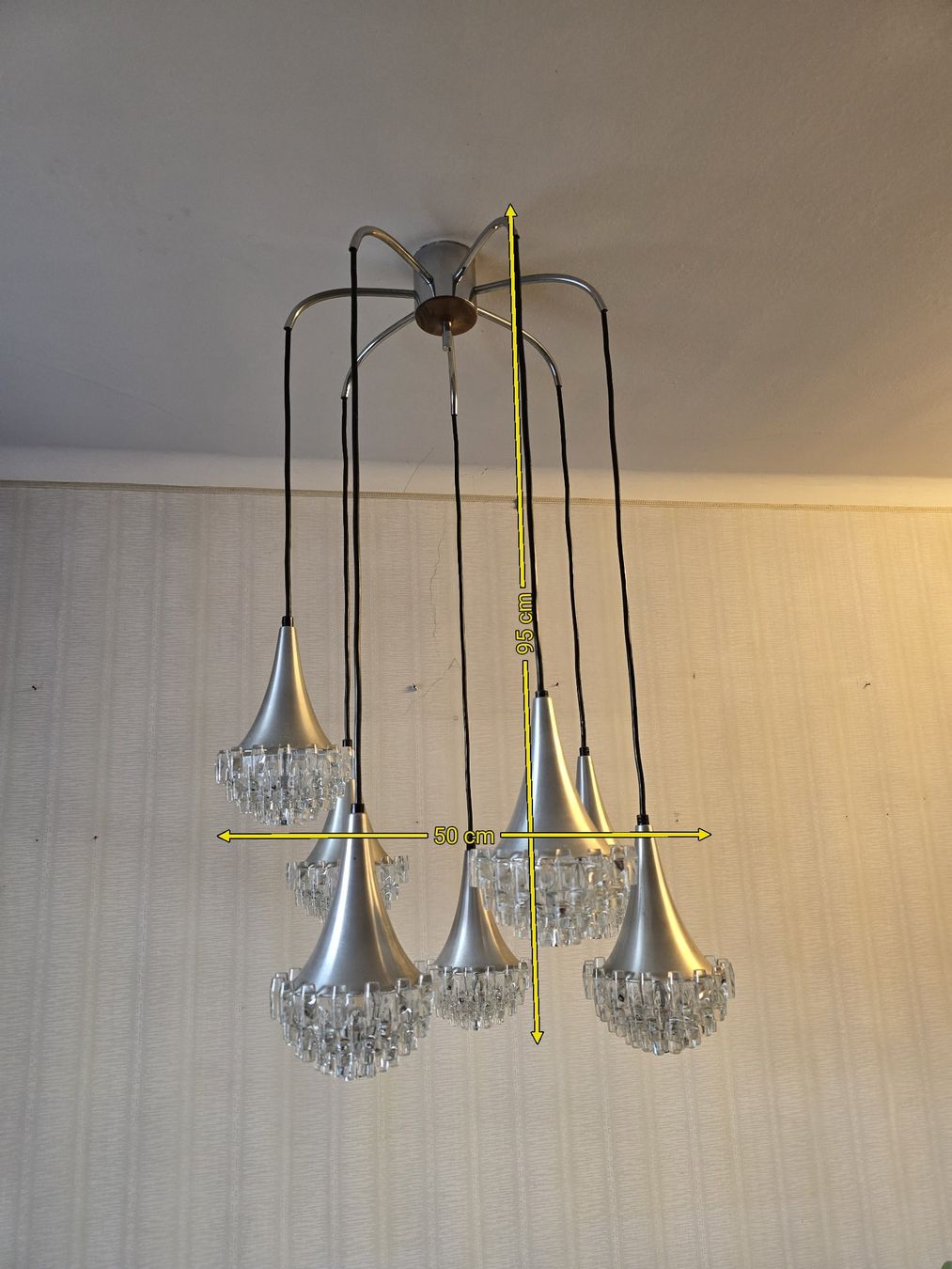 Kronleuchter & Deckenlampen: Hustadt Pendel Deckenleuchte mit 7 Glas Lampen, Silber – Gebraucht aus Zofingen von Loop_ReSale 2