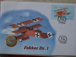 Münzbrief Fokker Dr. 1 mit Münze 1995,