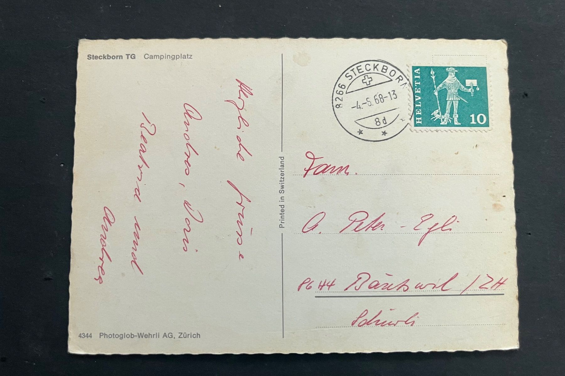 Cartoline postali: Steckborn TG Campingplatz, Freieck , ca. 1970 – Usato da Ostermundigen venduto da DaxKarten-75 1