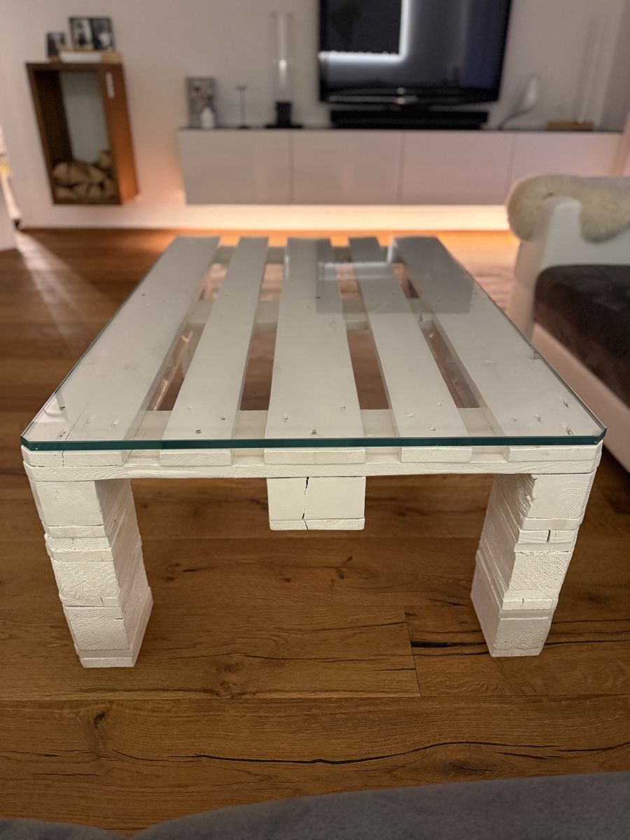 Tavoli: DIY Paletten Couchtisch mit Glasplatte – Usato da Sutz venduto da mtechcab 3