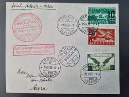 1935 : 1. Winterluftpost ZH-St. Moritz-Arosa : KP 255.--