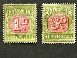 🦘 AUSTRALIA POSTAGE DUE: 1D. + 3D. Nachporto 1902 Rarität🐨