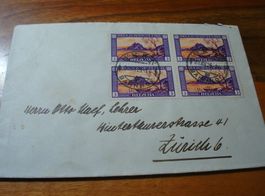 Brief 1929, Juventute -Viererblock 5 Rp, gelaufen