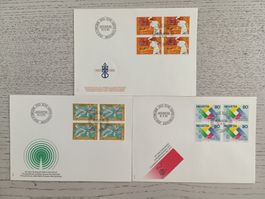 1985 FDC Werbemarken Viererblocks