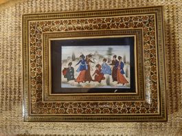 Wunderschönes, gerahmtes Miniatur Gemälde aus Persien.