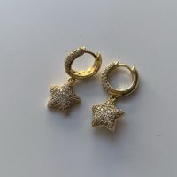 18KGP Zirkonia Sterne Kreolen in Gold