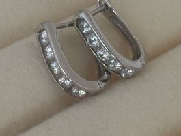 Luxus Elegante Zirkonia Ohrstecker Ohrschmuck  Farbe:Silber