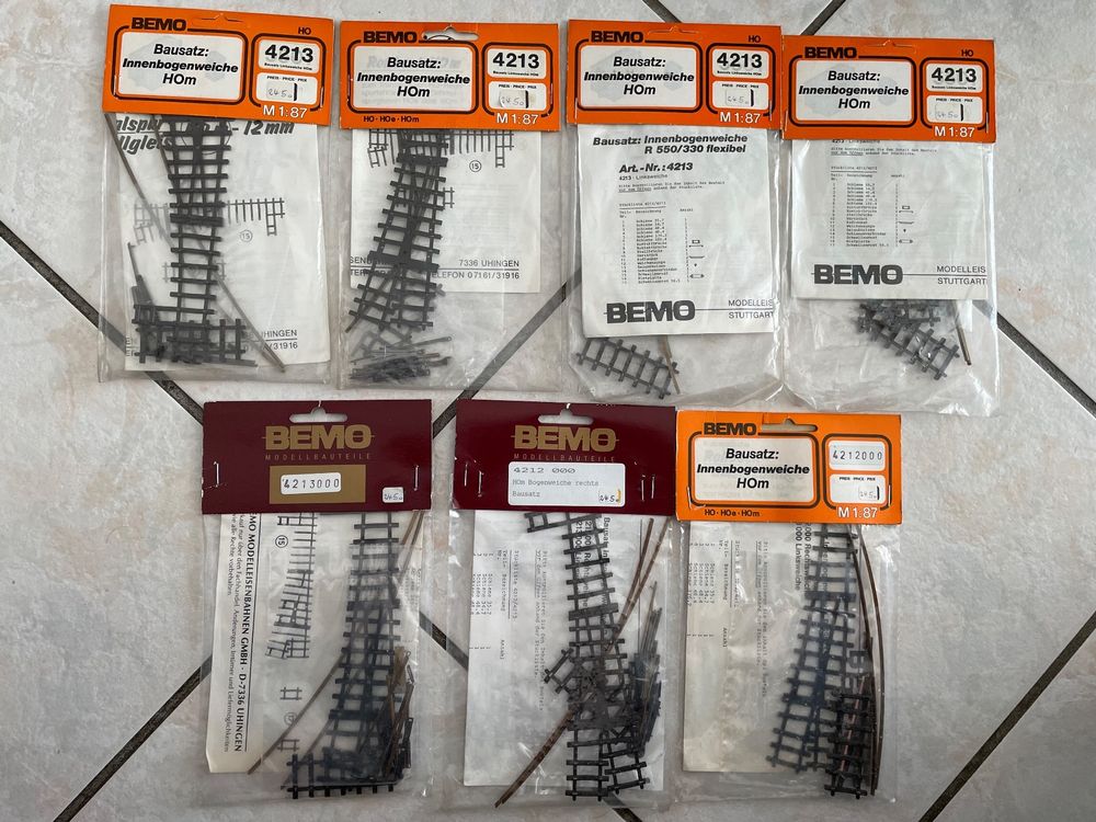 7x Bemo H0m 4213 + 4212 Bausatz Innenbogenweiche | Kaufen auf Ricardo