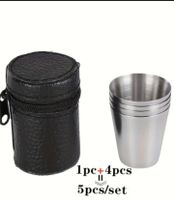 Edelstahl Shots Schnaps becher Set 5-tlg. mit Etui