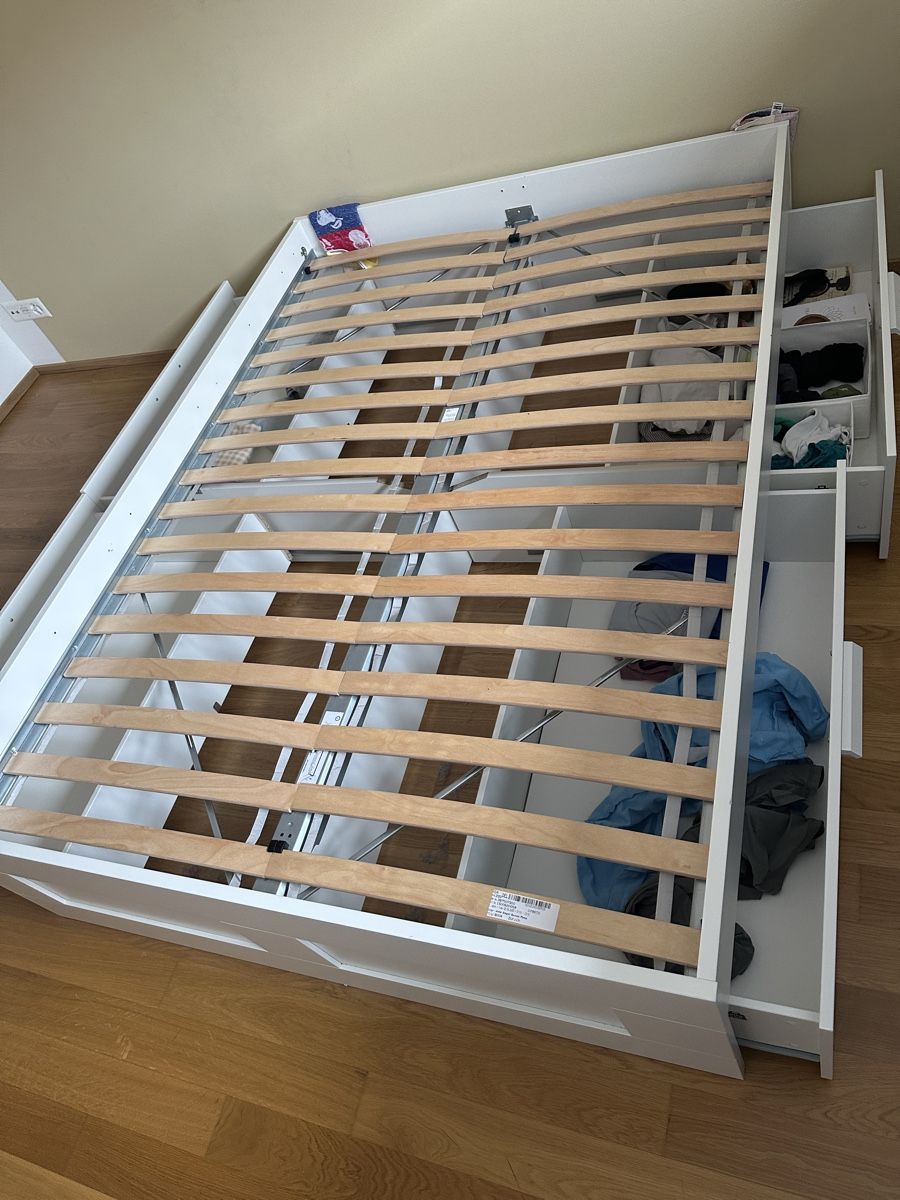 Letti: IKEA BRIMNES bed frame with storage + LURÖY slatted base – Usato da Zürich venduto da gel_8npg 2