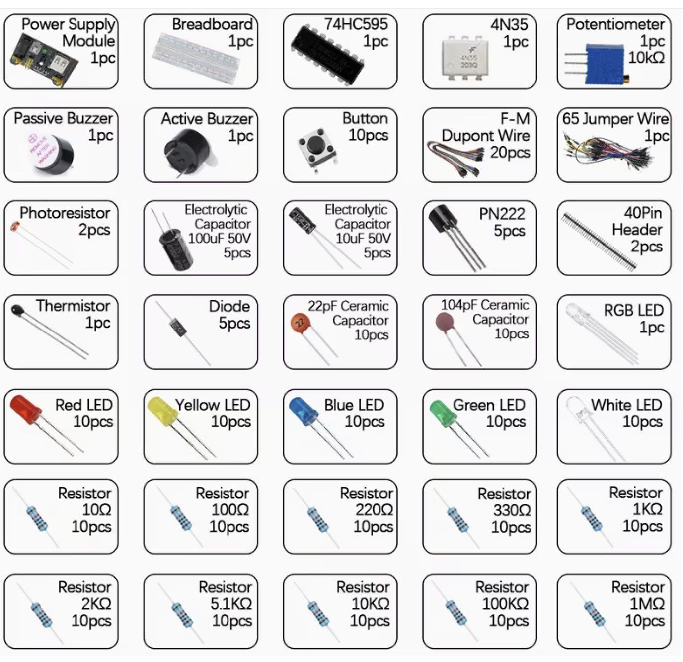 Componenti elettronici: Electronic Component Starter Kit Wire Breadboard LED Buzzers – Nuovo e nell'imballaggio originale da Horw venduto da Arta20000 6