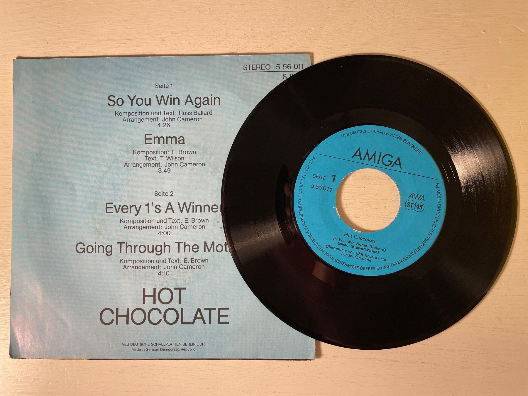 Dischi in vinile: Hot Chocolate - Amiga Quartett - 7" Single, 1981 – Usato da Zürich venduto da Andy_t71 1