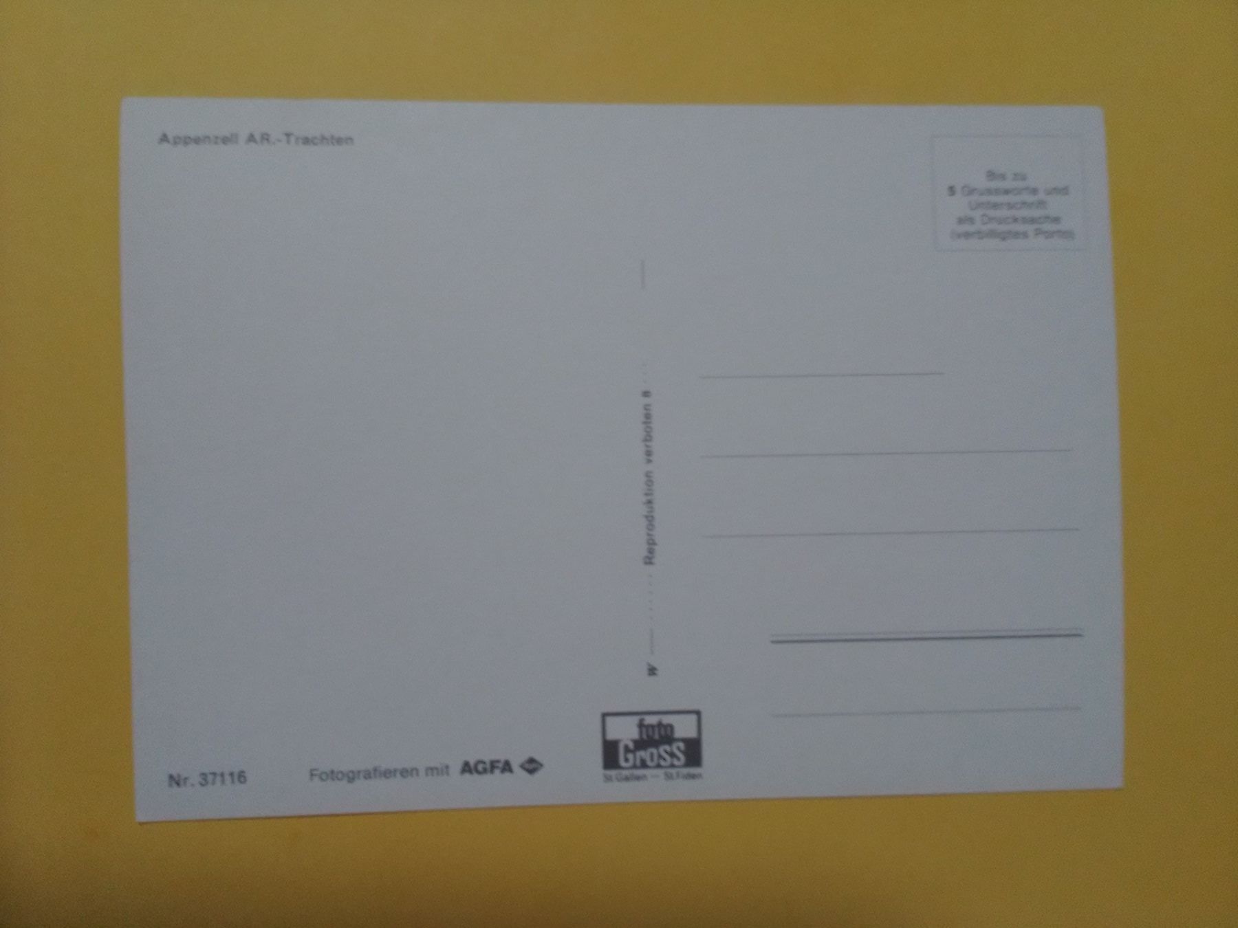 Cartoline postali: Appenzell Trachten Paar Folklore – Usato da Küttigen venduto da Melisch1000 1