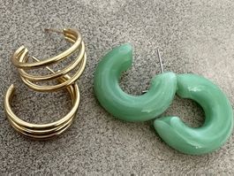 2er Set Ohrringe in Mintgrü&goldig