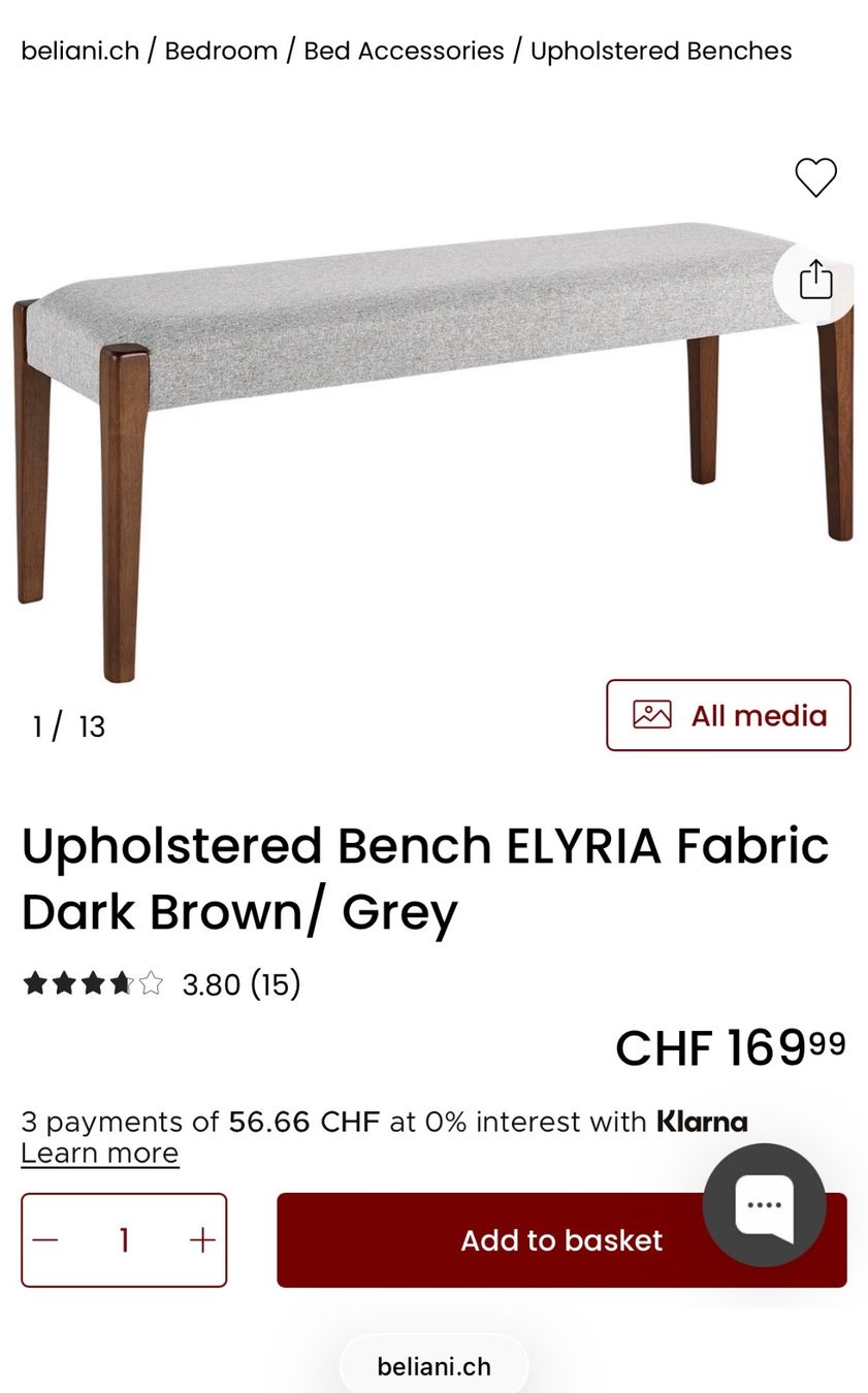 Beliani Set di tavolo e panche: Table à manger + 2 chaises + banc style noyer foncé – Usato da Lausanne venduto da spi_m2kg 5