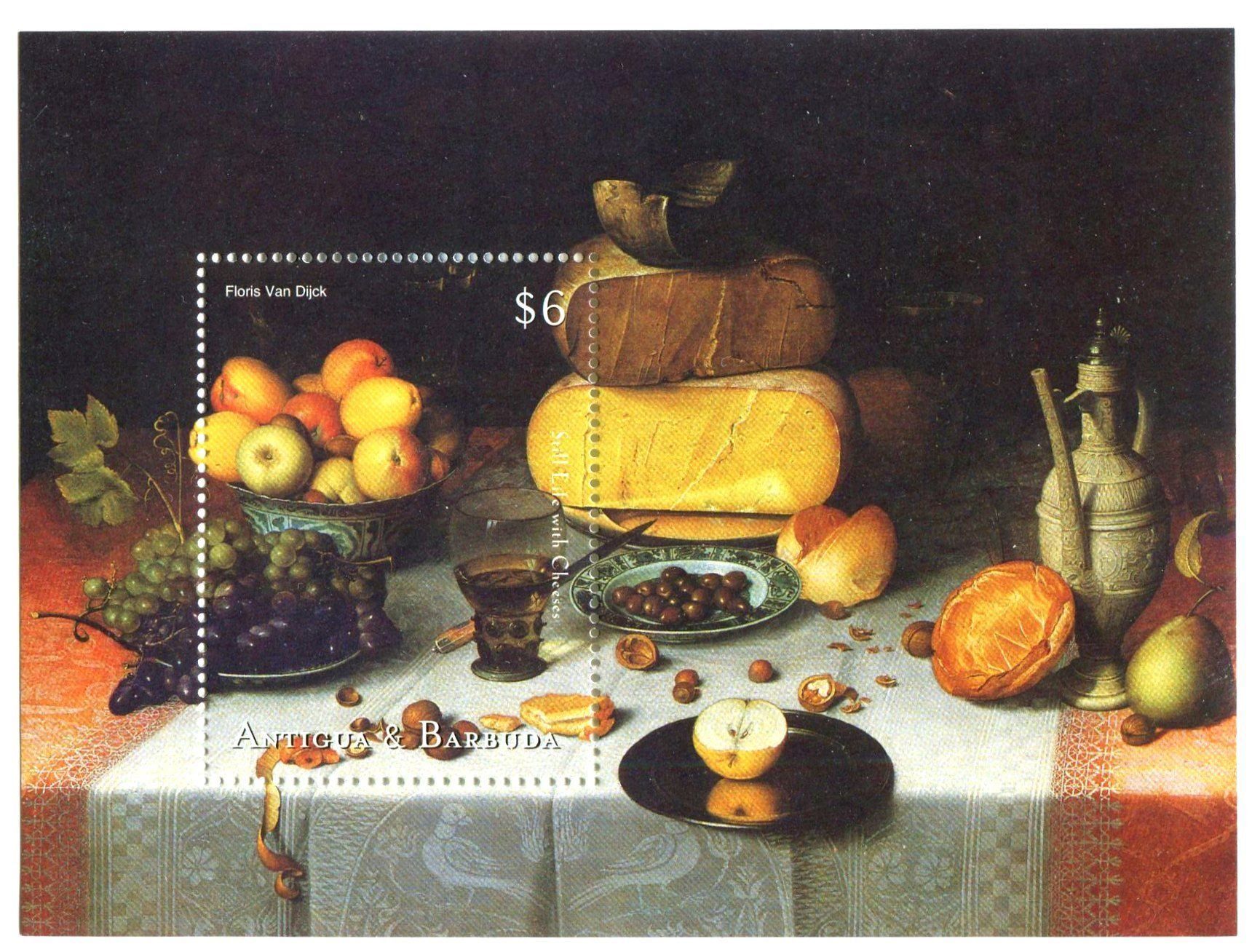 Tutti i francobolli: Block "Käse & Obst". Antigua und Barbuda – Nuovo e nell'imballaggio originale da Basel venduto da Butsch5