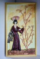 Japanisches Reliefbild Geisha mit Schirm