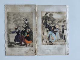 Lot gravures anciennes La partie de campagne" L. Babeuf 1845