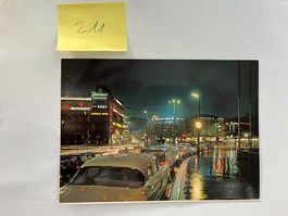 Postkarte Zuerich Bellevue Nachtansicht Autos nass