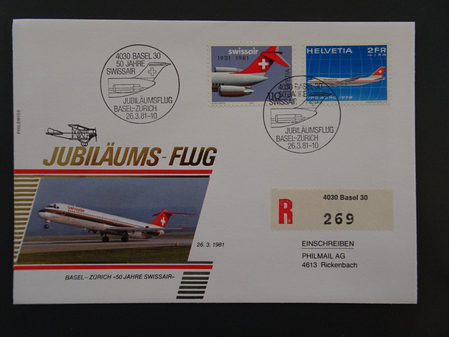 Alle Briefmarken: Jubiläumsflug 1981 – Gebraucht aus Aadorf von Chnorli-Furz 3