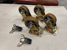 4 Stk. Schwerlastrollen, Bockrollen, Lenkrollen, mit Bremse